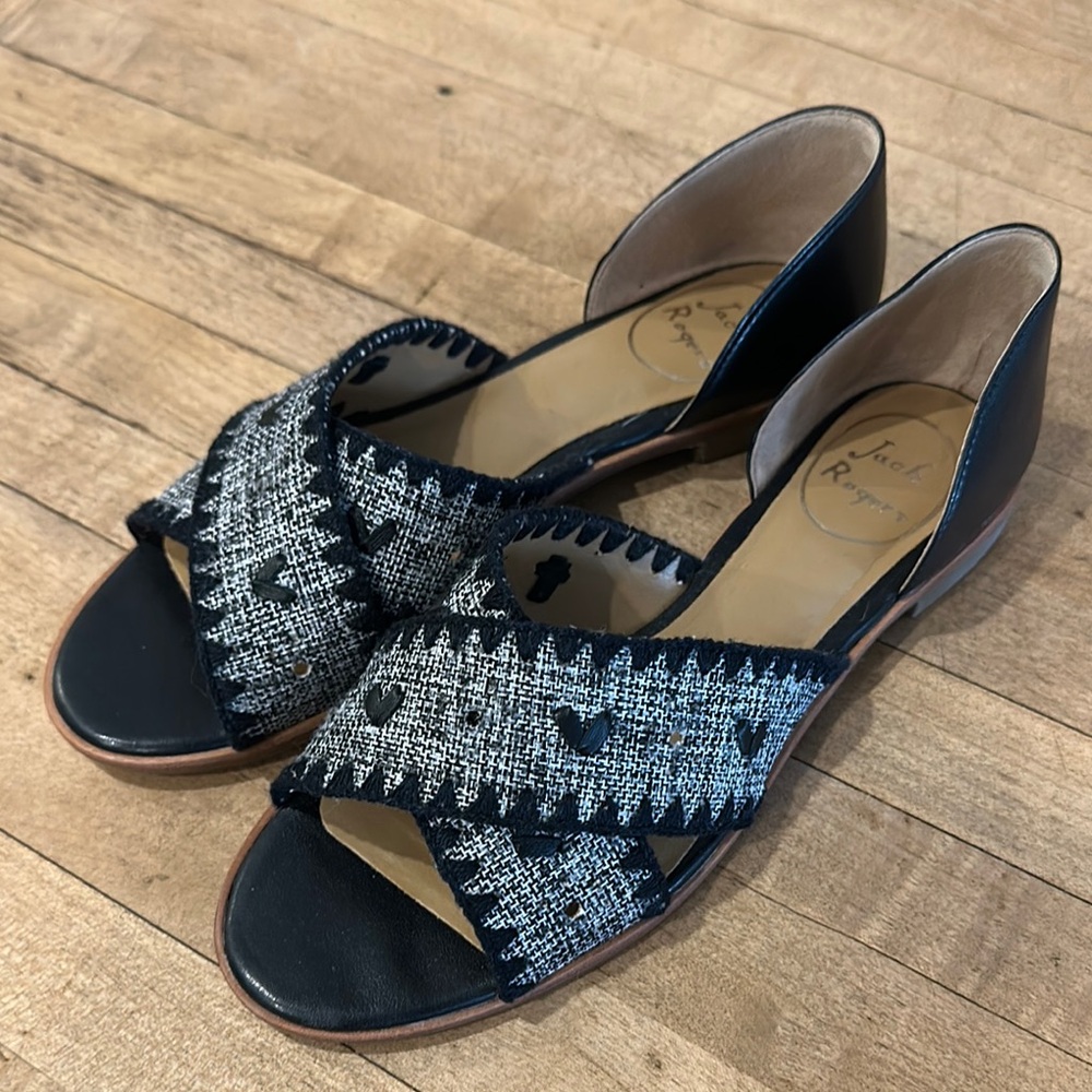 Jack Rogers Black and Cream Women's Sandals